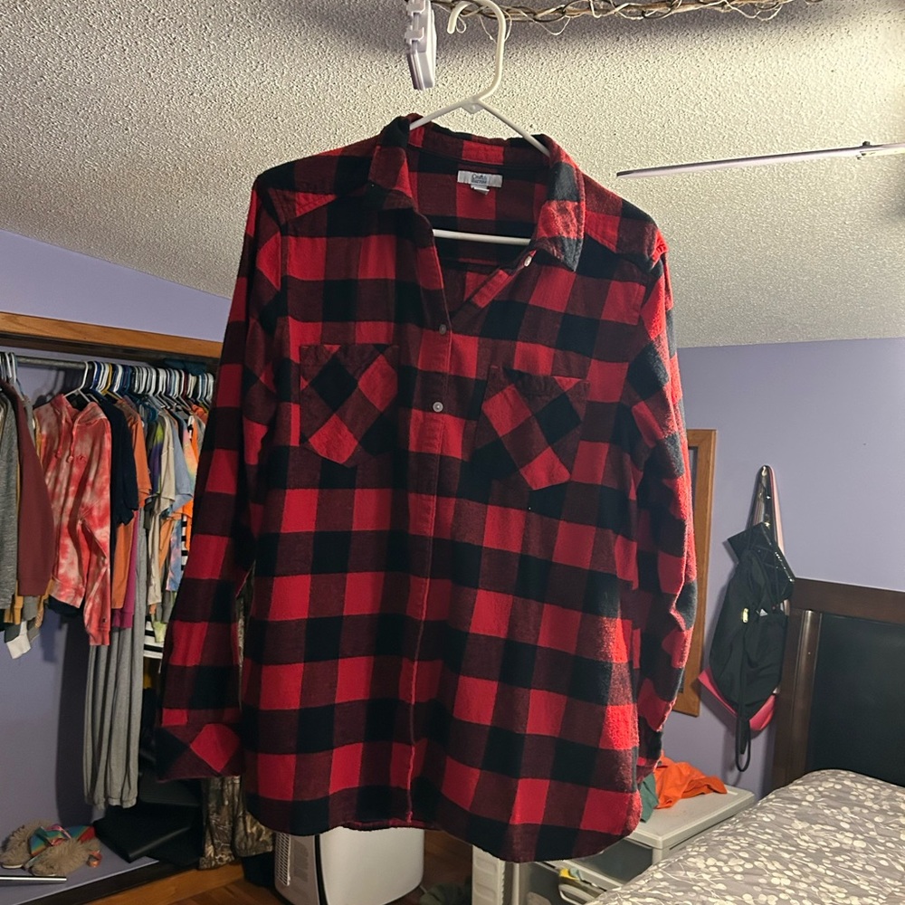 Brand new checkered, button up flannel shirt